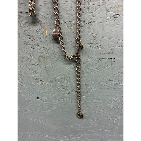 Michael Kors Silver Tone Chain Link Belt Bar Logo Accent Women’s Accessory - Picture 7 of 8